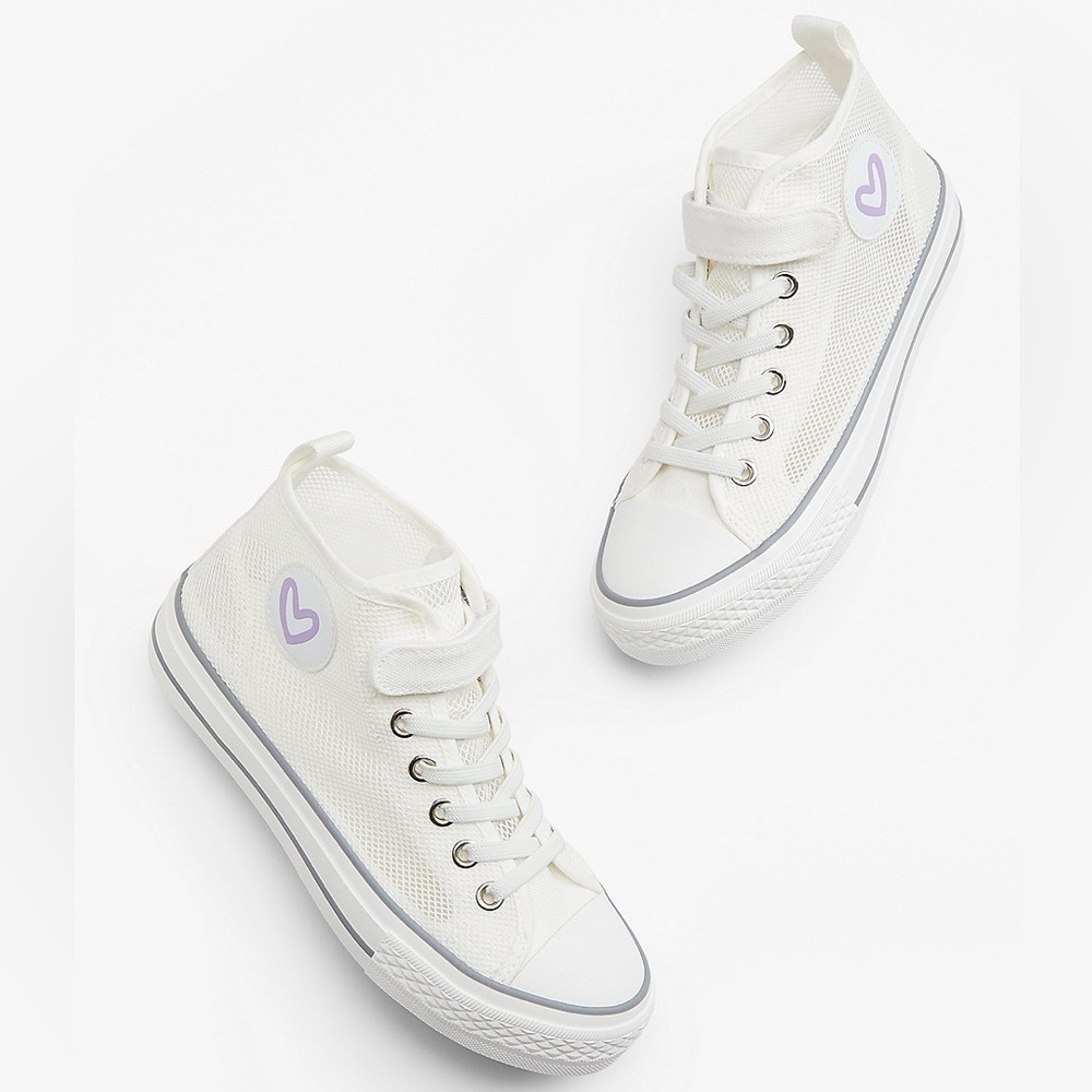 Maurices Girls White Mesh High Top Heart Sneakers Size 1M